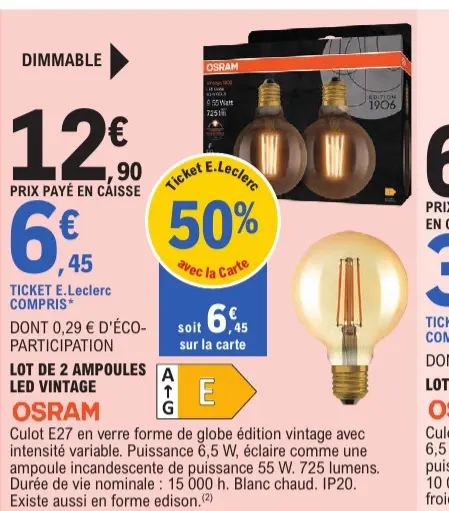 Offre: Ampoules LED vintage