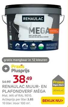 Aanbieding: Renaulac muur- en plafondverf méga