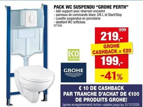 Offre: Pack WC suspendu "Grohe Perth"