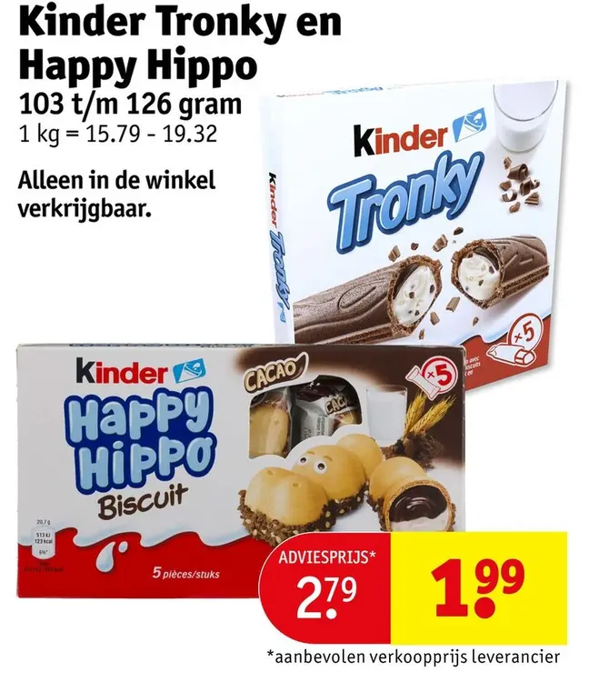 Promotie: Kinder Tronky en Happy Hippo