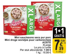 Offre: Mini saucissons secs pur porc / Mini droge worstjes puur varkensvlees