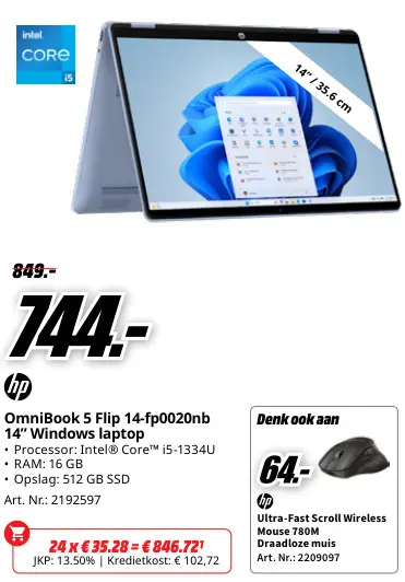Promotie: OmniBook 5 Flip 14-fp0020nb 14" Windows lapto