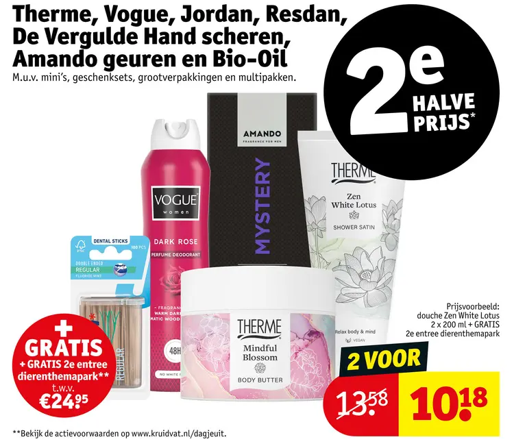 Aanbieding: Therme, Vogue, Jordan, Resdan, De Vergulde Hand scheren, Amando geuren en Bio-Oil