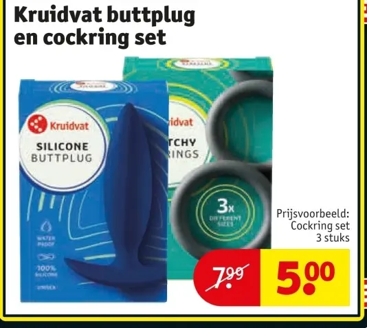 Aanbieding: Kruidvat buttplug en cockring set