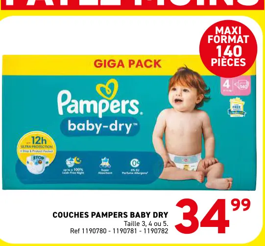 Offre: Couches Pampers baby dry