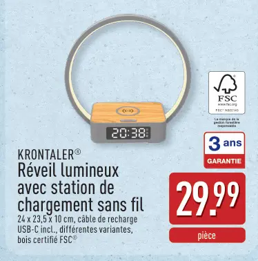 Offre: Réveil lumineux avec station de chargement sa