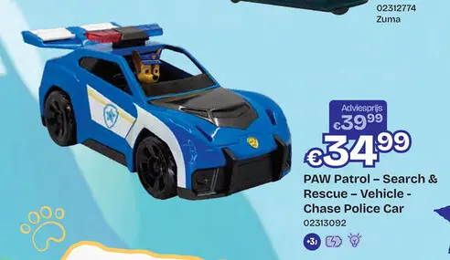Promotie: PAW Patrol – Search & Rescue – Vehicle - Chase Police Car