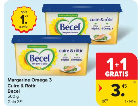 Offre: Margarine Oméga 3 Cuire & Rôtir