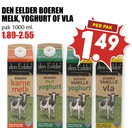 Aanbieding: Den eelder boeren melk, yoghurt of vla