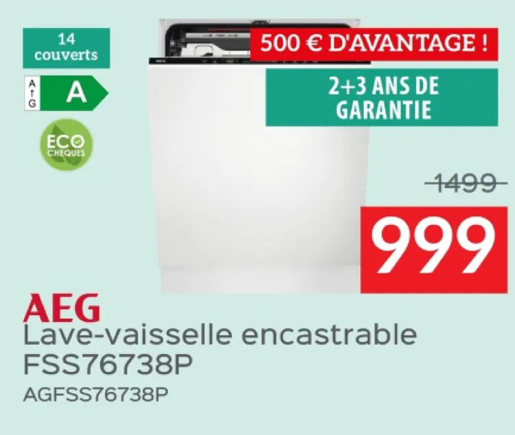 Offre: Lave-vaisselle encastrable FSS76738P