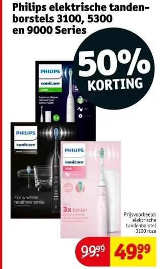 Aanbieding: Philips elektrische tandenborstels 3100, 5300 en 9000 series