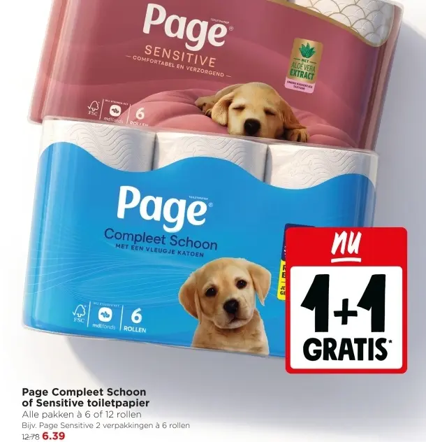 Aanbieding: Page Compleet Schoon of Sensitive toiletpapier