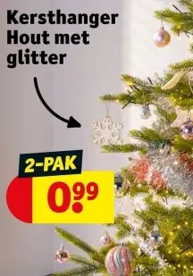 Aanbieding: Kersthanger Hout met glitter