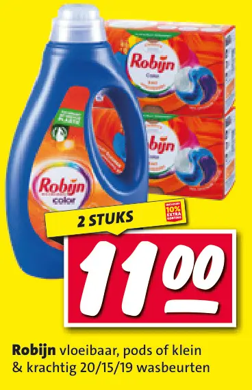 Aanbieding: Robijn vloeibaar, pods of klein & krachtig