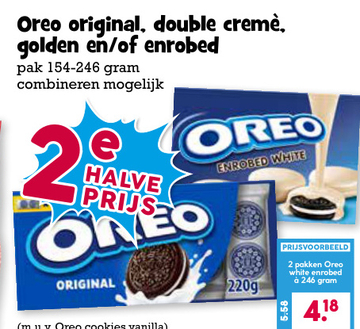 Aanbieding: Oreo original, double cremè, golden en/of enrobed