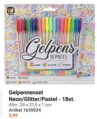 Aanbieding: Gelpennenset Neon/Glitter/Pastel