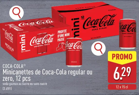 Offre: Minicanettes de Coca-Cola regular ou zero
