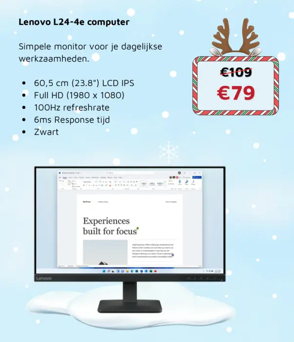 Aanbieding: Lenovo L24-4e computer monitor
