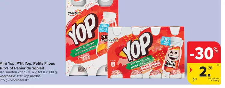 Promotie: Mini Yop, P'tit Yop, Petits Filous Tub's 