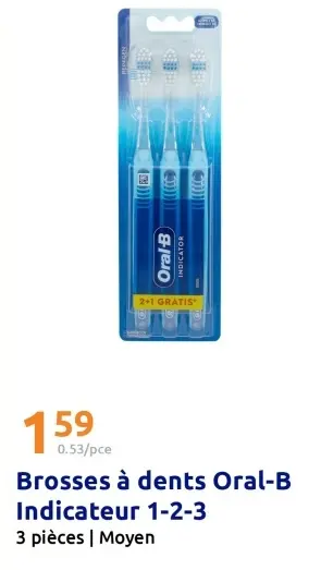 Offre: Brosses à dents Oral-B Indicateur 1-2-3
