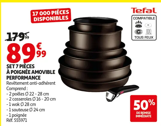 Offre: Set 7 pièces à poignée amovible performance