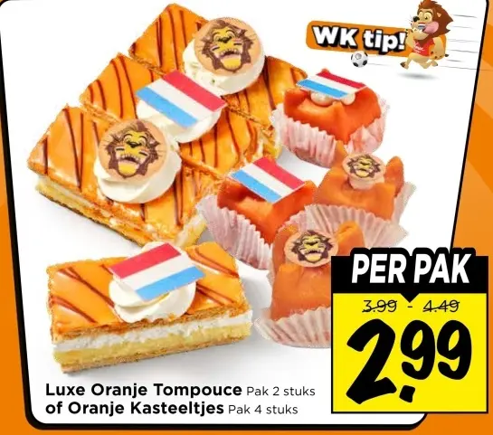 Aanbieding: Luxe Oranje Tompouce of Oranje Kasteeltjes