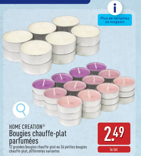 Offre: Bougies chauffe-plat parfumées