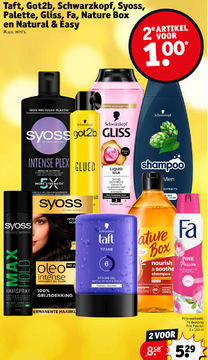 Aanbieding: Taft, Got2b, Schwarzkopf, Syoss, Palette, Gliss, Fa, Nature Box en Naturel & Easy