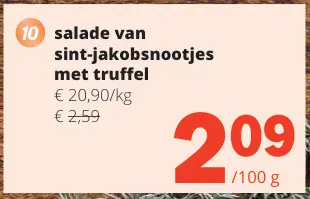 Promotie: salade van sint-jakobsnootjes met truffel