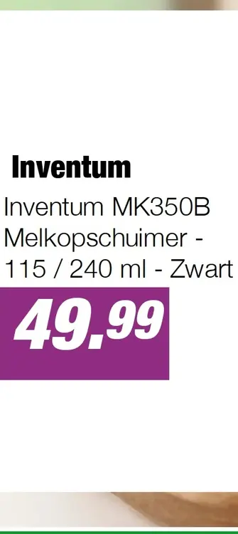 Aanbieding: Inventum MK350B Melkopschuimer - 115 / 240 ml - Zwart