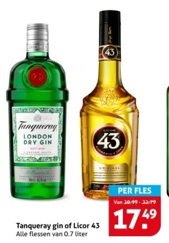 Aanbieding: Tanqueray gin of Licor 43