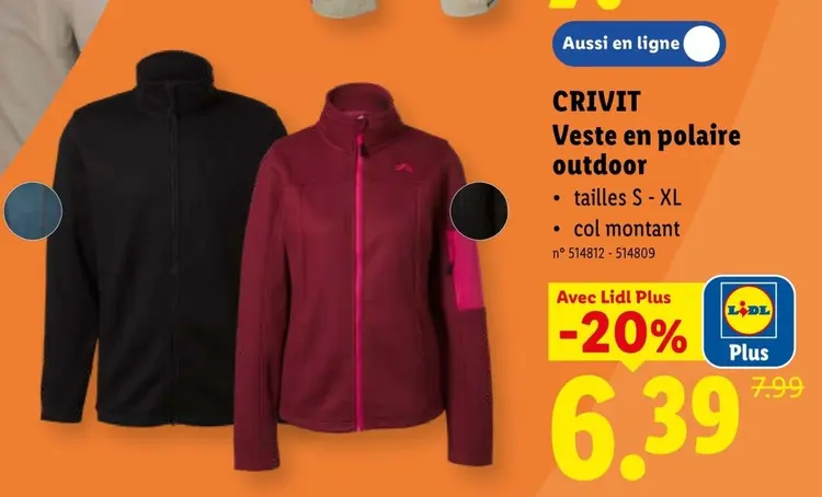 Offre: CRIVIT Veste en polaire outdoor