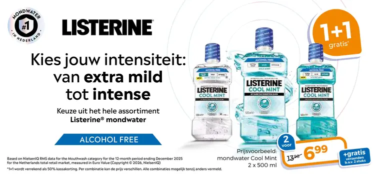 Aanbieding: Het hele assortiment Listerine mondwater