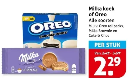 Aanbieding: Milka koek of Oreo
