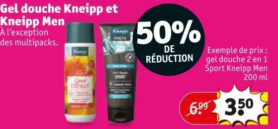 Offre: Gel douche Kneipp et Kneipp Men