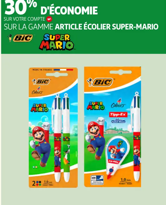 Promotie: Article écolier super-mario