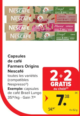 Offre: Capsules de café Farmers Origins
