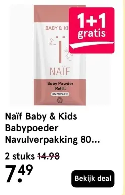 Aanbieding: Naïf Baby & Kids Babypoeder Navulverpakking