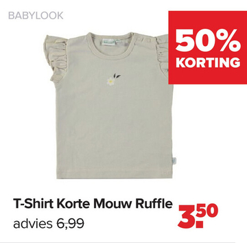 Aanbieding: Babylook T-Shirt Korte Mouw Ruffle Moonbeam