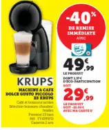 Offre: Machine a cafe DOLCE GUSTO piccolo xs KRUPS