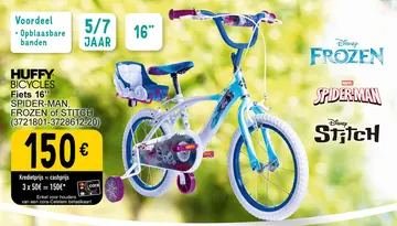 Aanbieding: HUFFY BICYCLES Fiets 16" SPIDER-MAN, FROZEN of STITCH