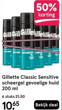 Aanbieding: Gillette Classic Sensitive scheergel gevoelige huid
