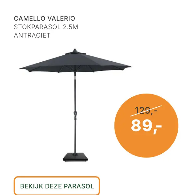 Aanbieding: Camello valerio stokparasol