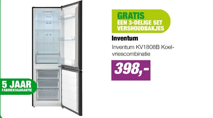 Aanbieding: Inventum KV1808B Koel-vriescombinatie