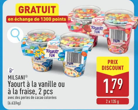 Offre: Yaourt à la vanille ou à la fraise