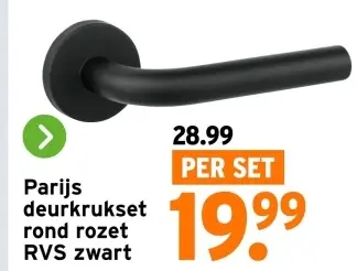 Aanbieding: Parijs deurkrukset rond rozet RVS zwart