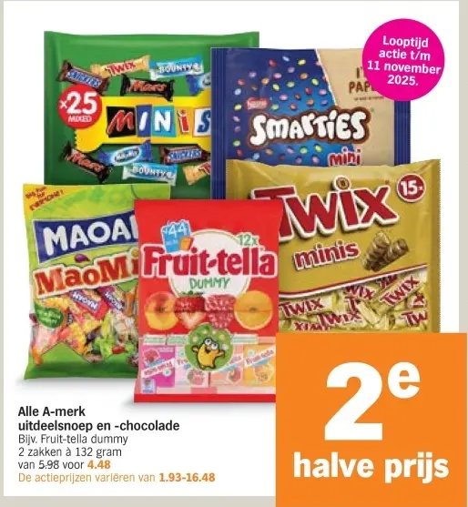 Aanbieding: Alle A-merk uitdeelsnoep en -chocolade