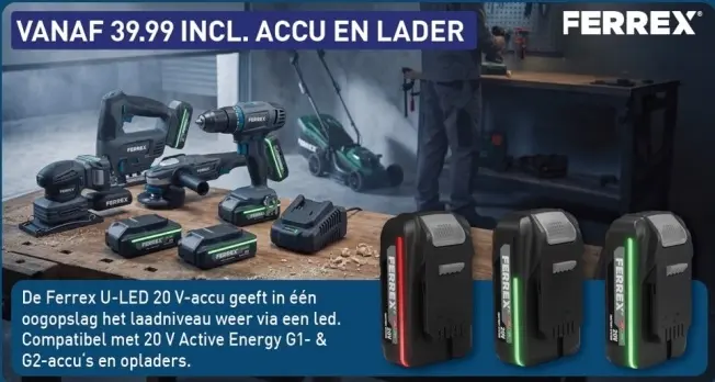Aanbieding: Ferrex U-LED 20 V-accu
