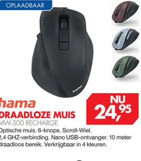 Aanbieding: Draadloze muis mw-500 recharge