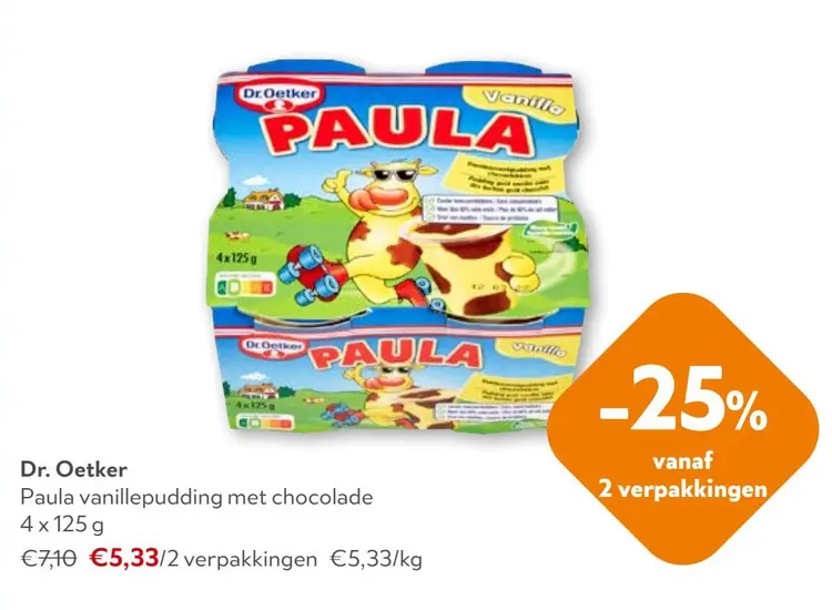 Aanbieding: Paula vanillepudding met chocolade